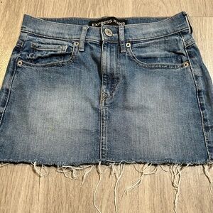 Express Distressed Denim Mini Skirt - Blue